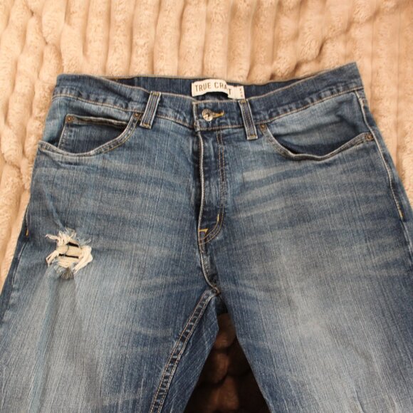 True Craft Men's Distressed Straight Jeans Sz 34x32 - Picture 5 of 9